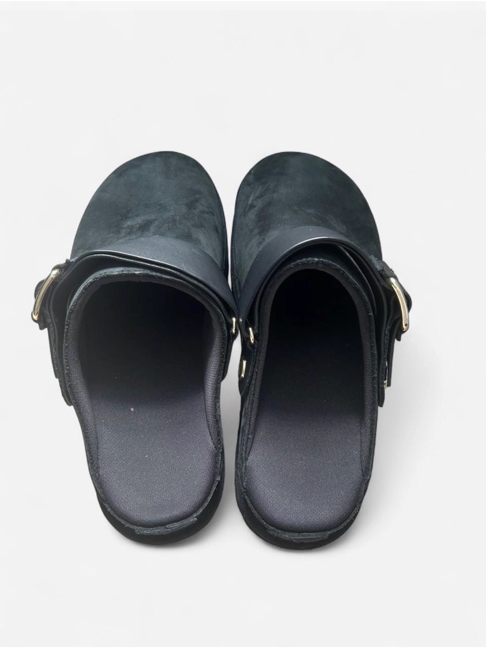 UGG Black Suede Clog Mules with Adjustable Buckle - Picture 3 of 7